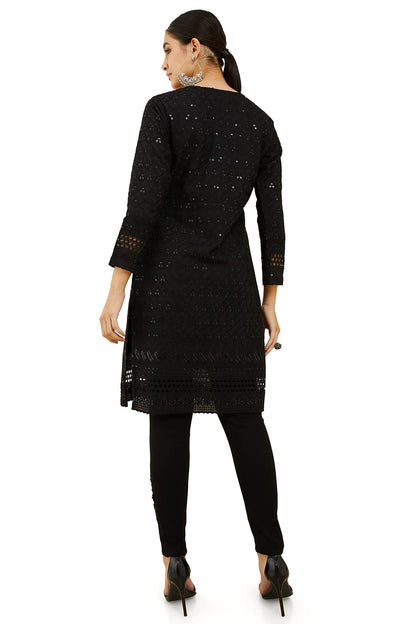 Soch Women Cotton Floral Black Kurta