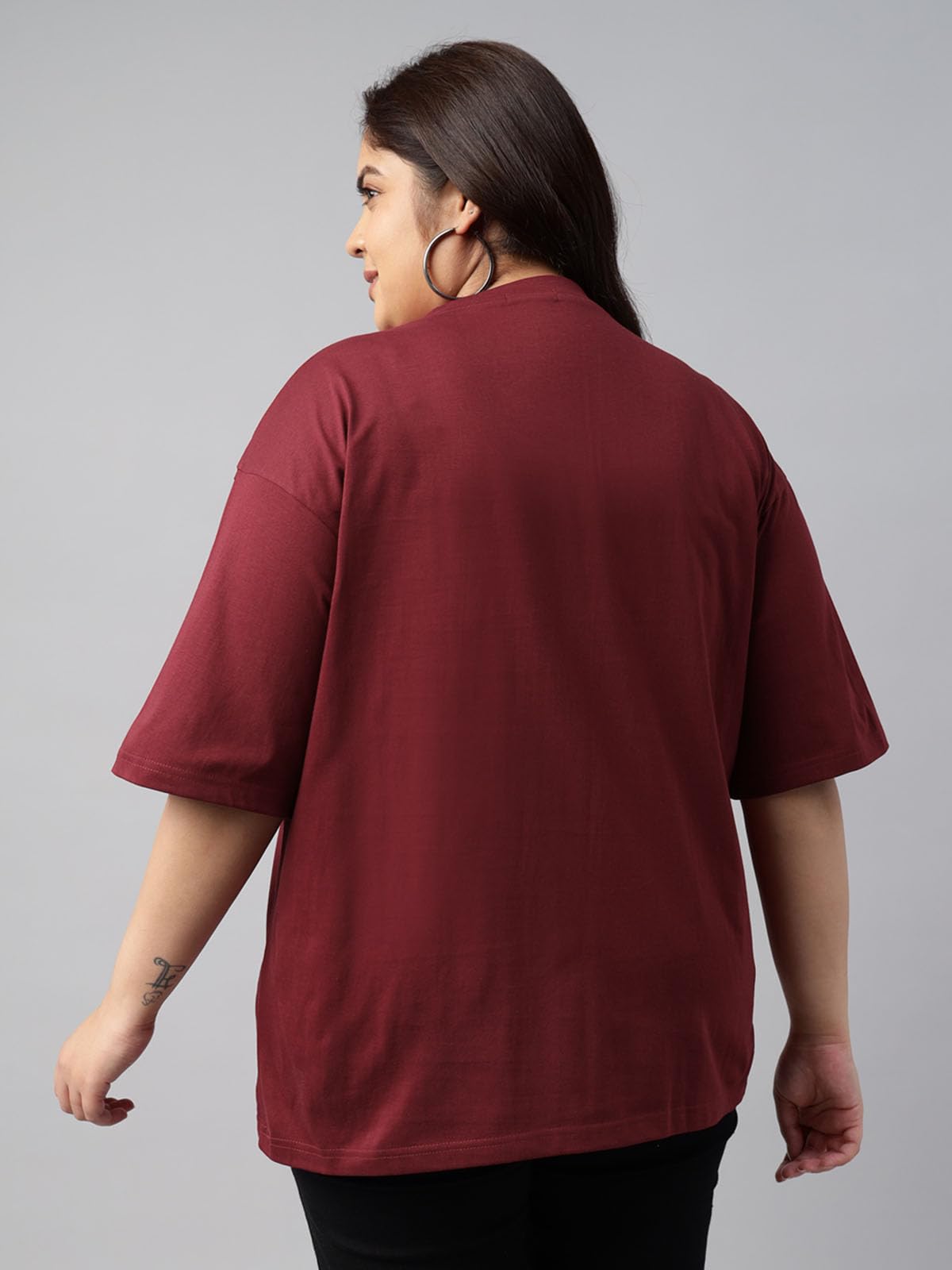 Juneberry 100% Pure Cotton Oversized Baggy Fit Drop Shoulder Solid Core Plus Size T-Shirt Combo For Women (Pack Of 2) (Po2_Jb_Ps