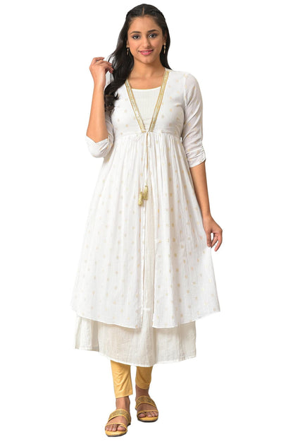 Aurelia WomenS Cotton Fit And Flare Midi Dress (23Fea13846-605269_White
