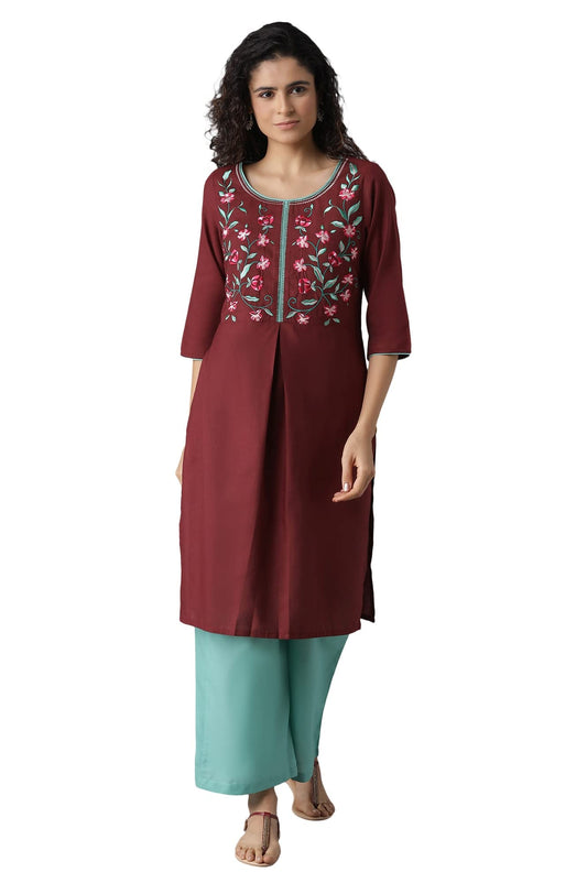 Aurelia womens Cotton Blend Regular Kurta & Palazzo