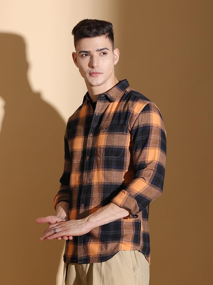 The Indian Garage Co Mens Slim Fit Shirt (0823-SHFCYD-01-01_Orange