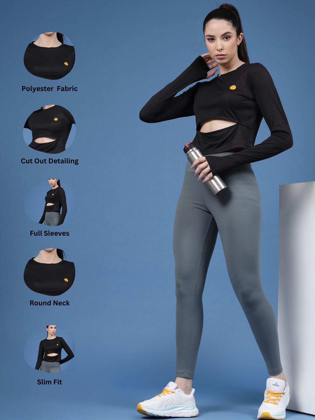 Rigo Round Neck Activewear Top for Women | Comfort Fit Stylish Active T-Shirt for Girls | Gym/Sports Wear Tees & Workout Tops