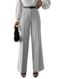 Shasmi Womens Solid Light Grey Color High Waist, Wide Straight-Leg Loose Fit, Front Button Closure, Simple Daily Casual Long Pa