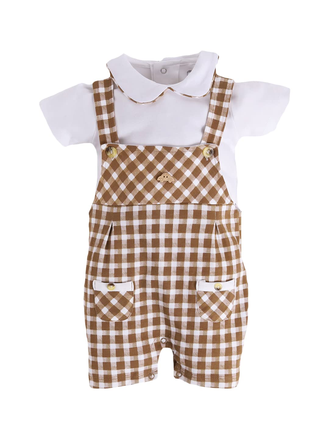 BABY GO 3-6M/6-12M/12-18M/18-24M Half Sleeves 100% Soft Cotton Dungaree for Baby Boys