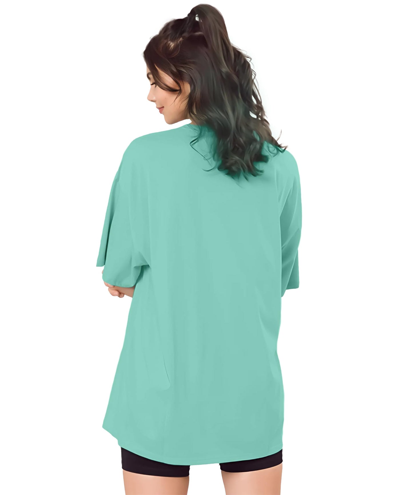 SHODOX Womens Cotton Blend Oversized Drop Shoulder Solid T-Shirt(Pack of 1)