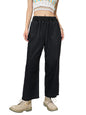 Sugathari Womens Black Denim Cotton Elastic Waist Cropped Straight Ankle Length Wide Leg Casual Baggy Jeans for Women, Trousers