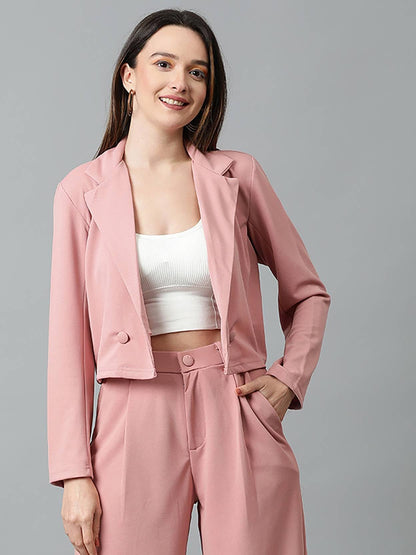 Kotty WomenS Solid Single Breasted Casual Blazer Light Pink