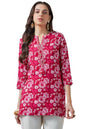 Soch Womens Fuchsia Floral Print Rayon Tunic with Faux Mirror