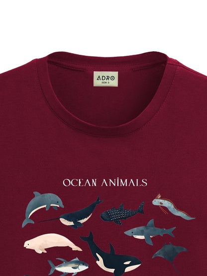 ADRO T Shirts for Boys & Girls || Ocean Sharks Printed T-Shirt || Ages 3-14 || 100% Cotton Round Neck Tshirt for Boys & Girls||K