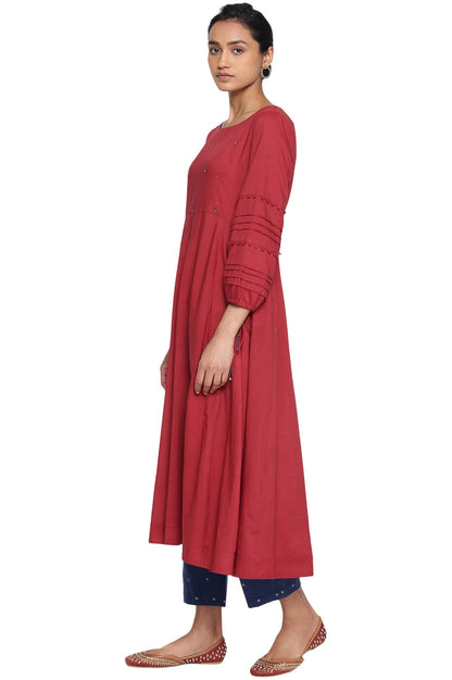W for Woman Red Longline Voile Kurta