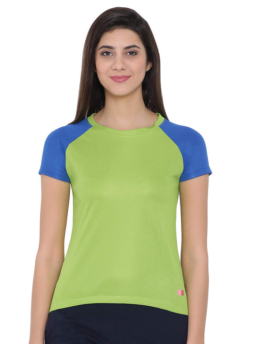 Clovia Womens Activewear T-Shirt (AT0065P11_Green_L)