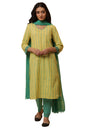 Aurelia Yellow Cotton Vertical Striped Women'S Kurta Dupatta Bottomwear