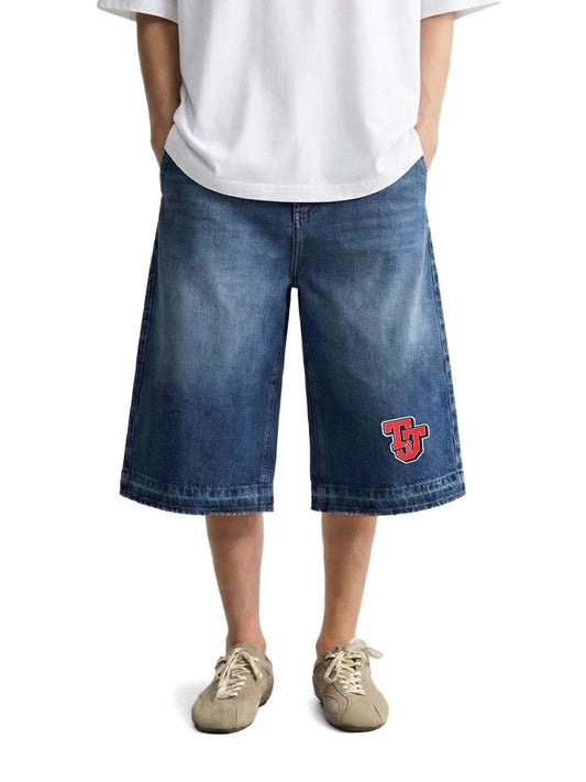 The Indian Garage Co Mens Wide Leg Mid-Rise Denim Shorts