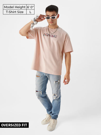 The Souled Store Men TSS Originals: Mumbai Oversized T-Shirts Pink