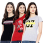 Preneum Womens Cotton Regular Fit Latest Graphic Stylish Printed Short Sleeves Casual T-Shirt || Latest Trendy & Styling (Pack