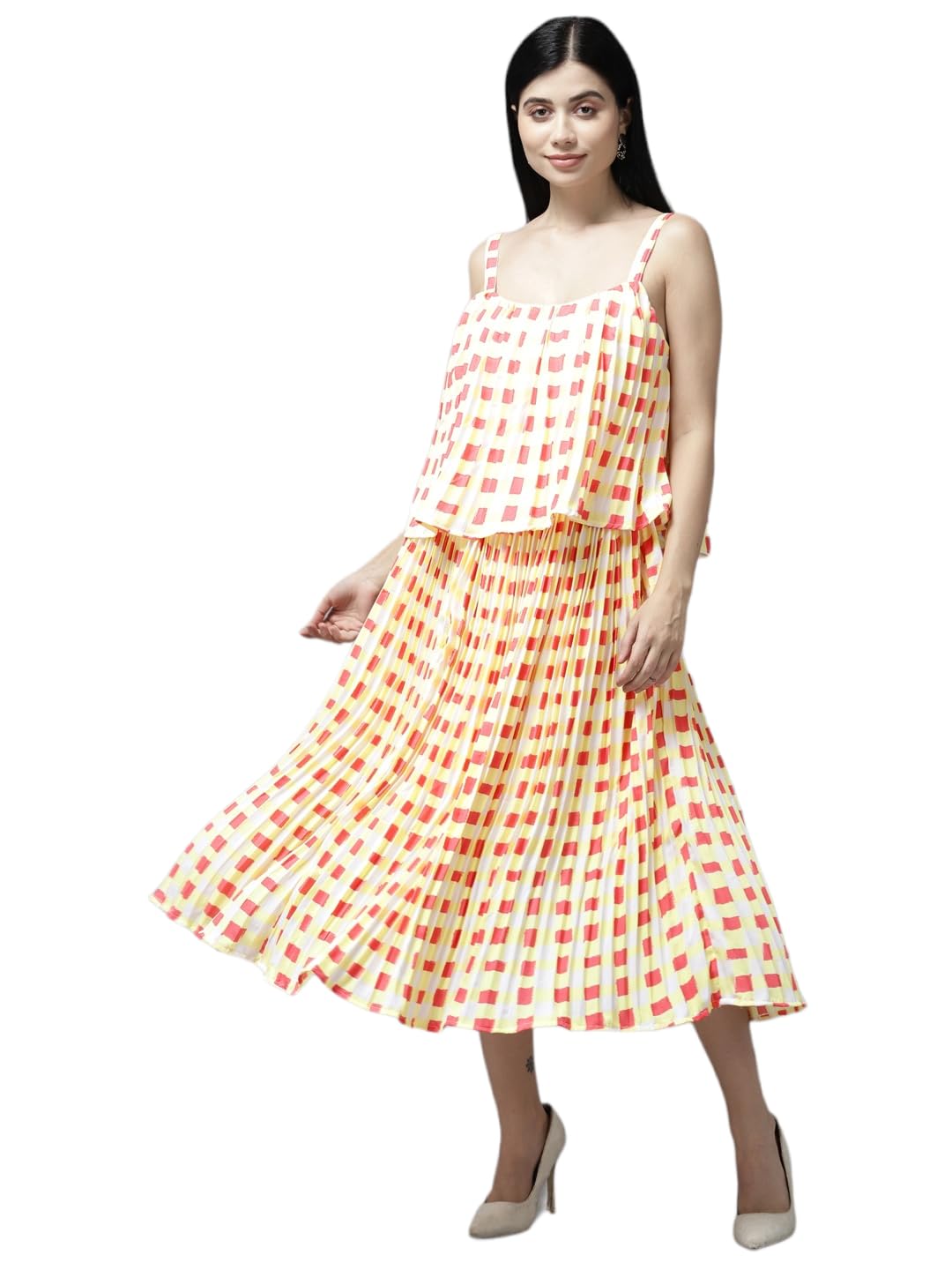 Aarika Womens Yellow Color Georgette Dress (Sp-Dr-W-507-Gajri-Xl)