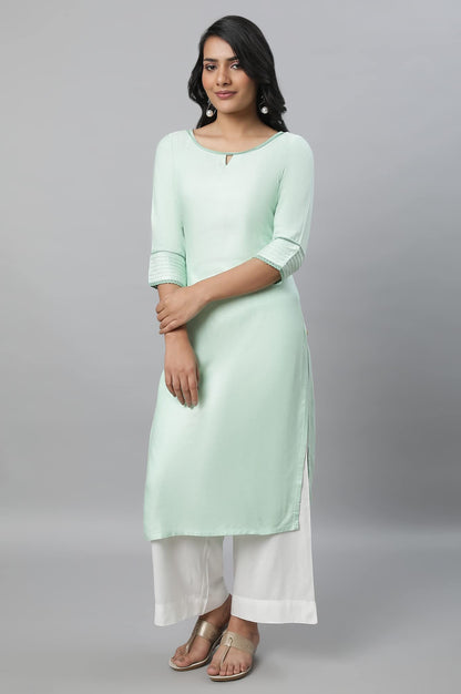 Aurelia Womens Viscose Solid Regular Kurta (23FEA12231-702550_Green