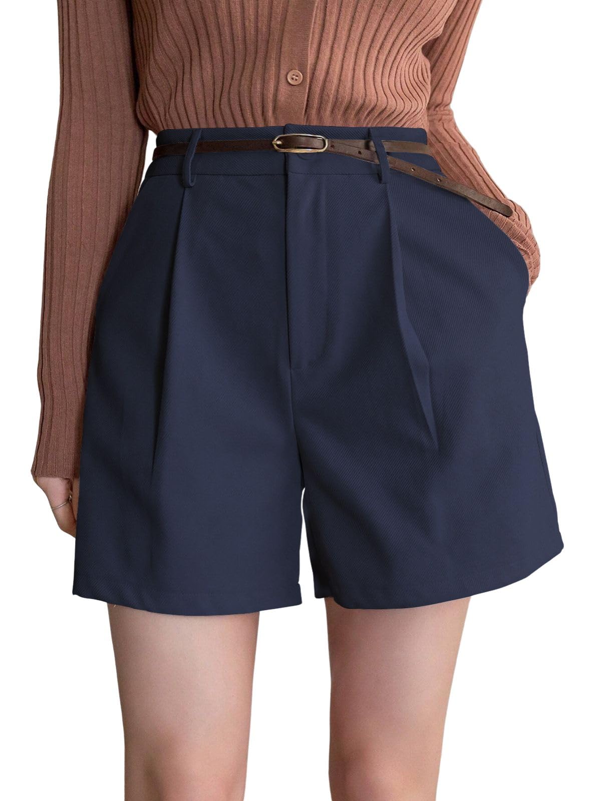 Greciilooks WomenS Western Shorts  Trendy Knee Length Casual Bottoms | Relaxed Fit Summer Shorts For Girls & Women Blue