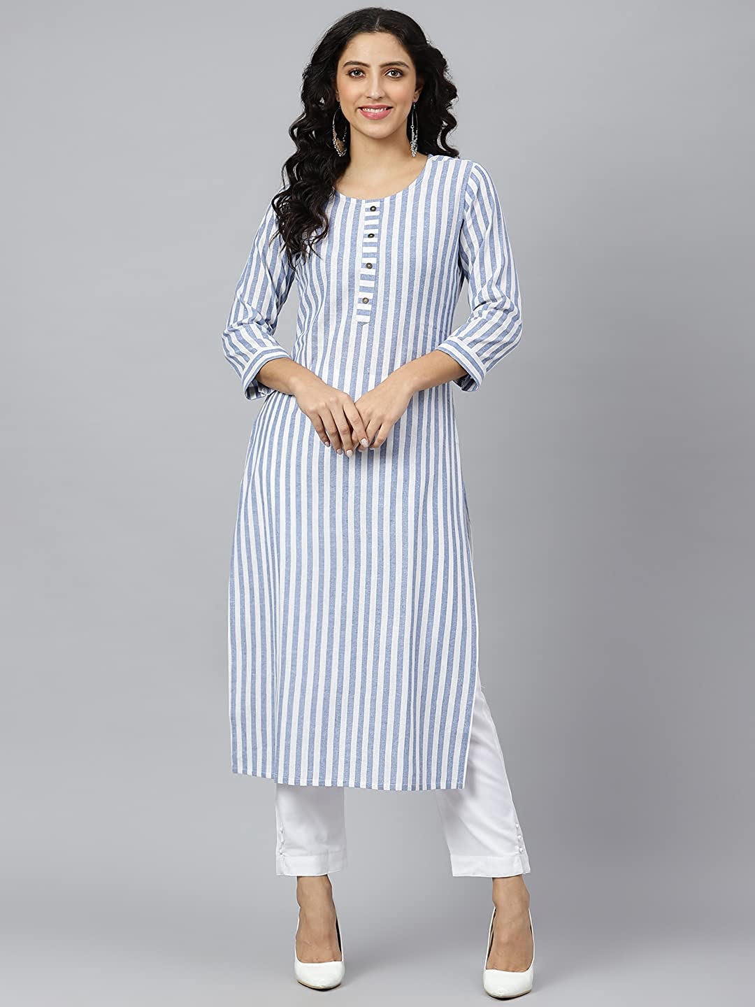 GoSriKi Women's Pure Cotton Printed Straight Kurta with Pant