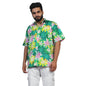 Brown Culture MenS Cotton Blend Leaf Print Shirt With Spread Collared Half Sleeves Standard Length And Button Down Closure Type