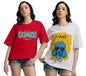 Juneberry Pure 100% Cotton Oversized Loose Baggy Fit Drop Shoulder Latest Aesthetic & Cool Graphic Prinred Half Sleeve T-Shirts