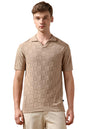 Dennis Lingo Men Beige Textured Half Sleeves Regular Fit T Shirts