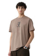 The Souled Store Relaxed T-Shirt: Acting Bad Men and Boys Short Sleeves Round Neck Brown Graphic Printed Cotton Relaxed Fit T-Sh
