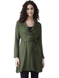 Style Quotient Women Solid olive viscose rayon smart casual Trench Coat