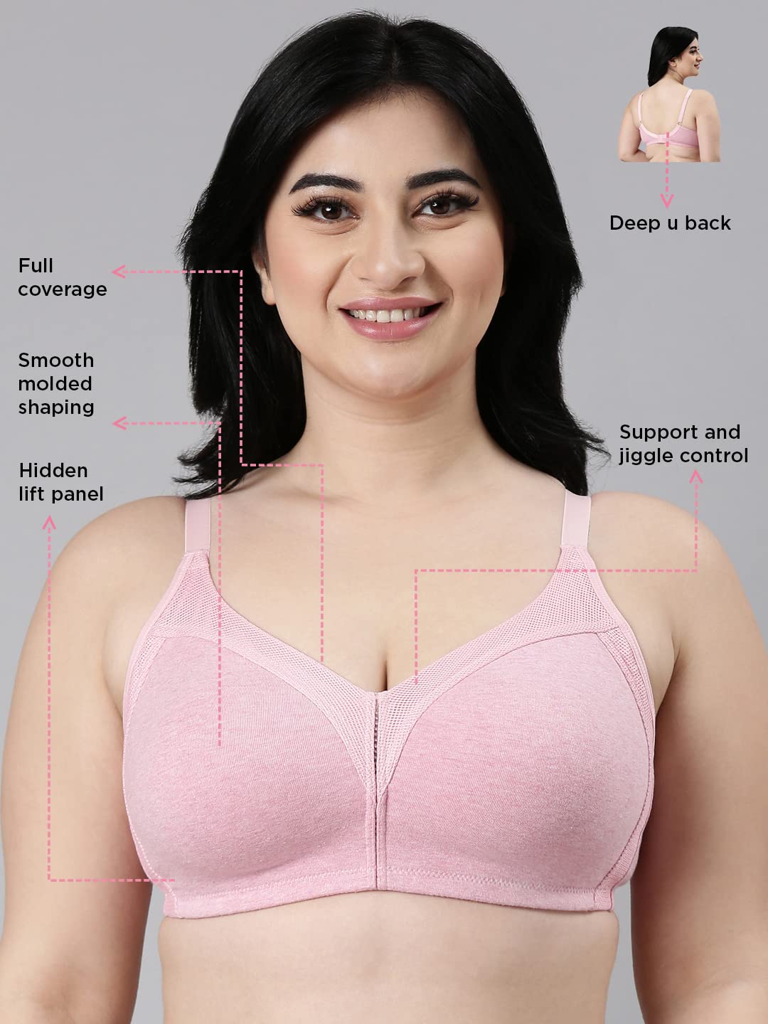 Enamor Lift and Support Bra for Women- Full Coverage, Non Padded and Wirefree