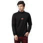RIGO Mens Black Solid Full Sleeves High Neck Half-Zip Stand Collar Cotton Fleece Sweatshirt