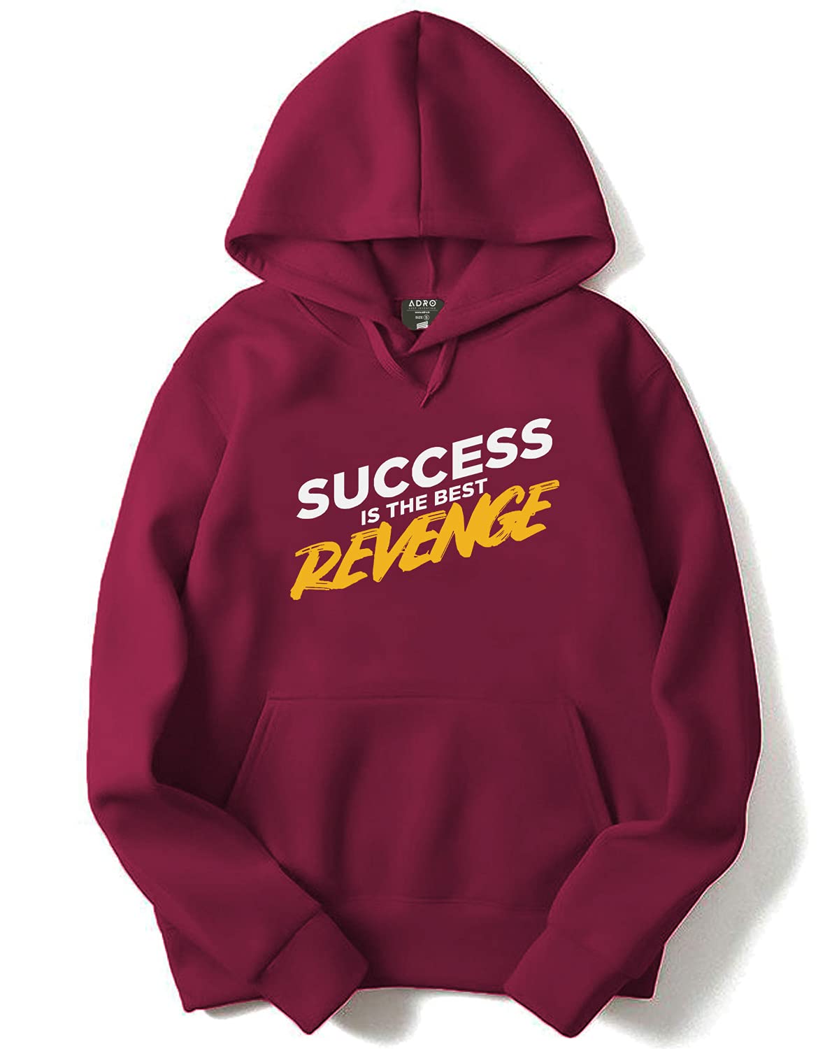 ADRO Men's Cotton Neck Hooded Sweatshirt (H21-M-REV-MR_Maroon)