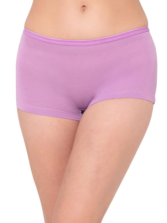 Clovia Womens Cotton Mid Waist Boyshorts Panty (PN2366A12_Purple_S)