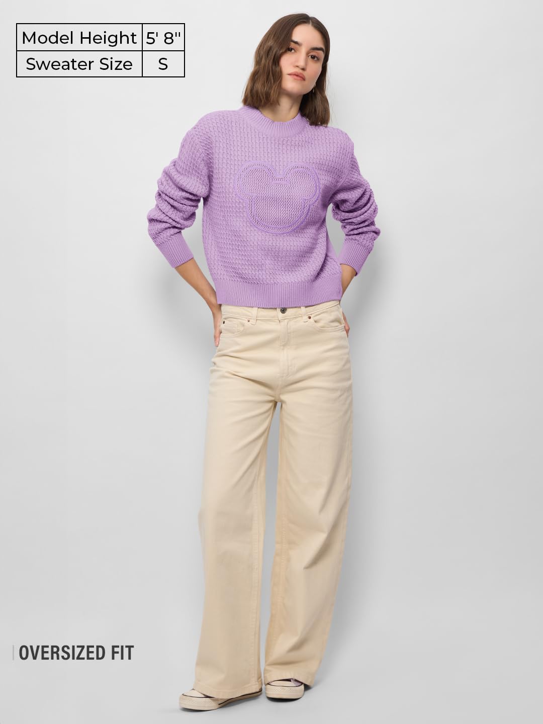 The Souled Store Official Mickey Mouse : Ombre Oversized Front Zip Knitted Sweaters for Womens and Girls