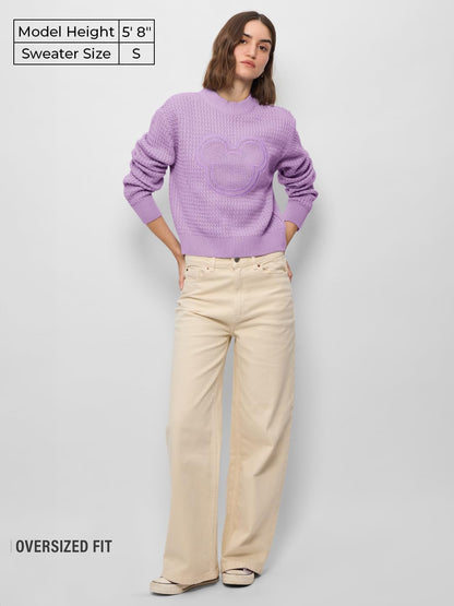 The Souled Store Official Mickey Mouse : Ombre Oversized Front Zip Knitted Sweaters for Womens and Girls