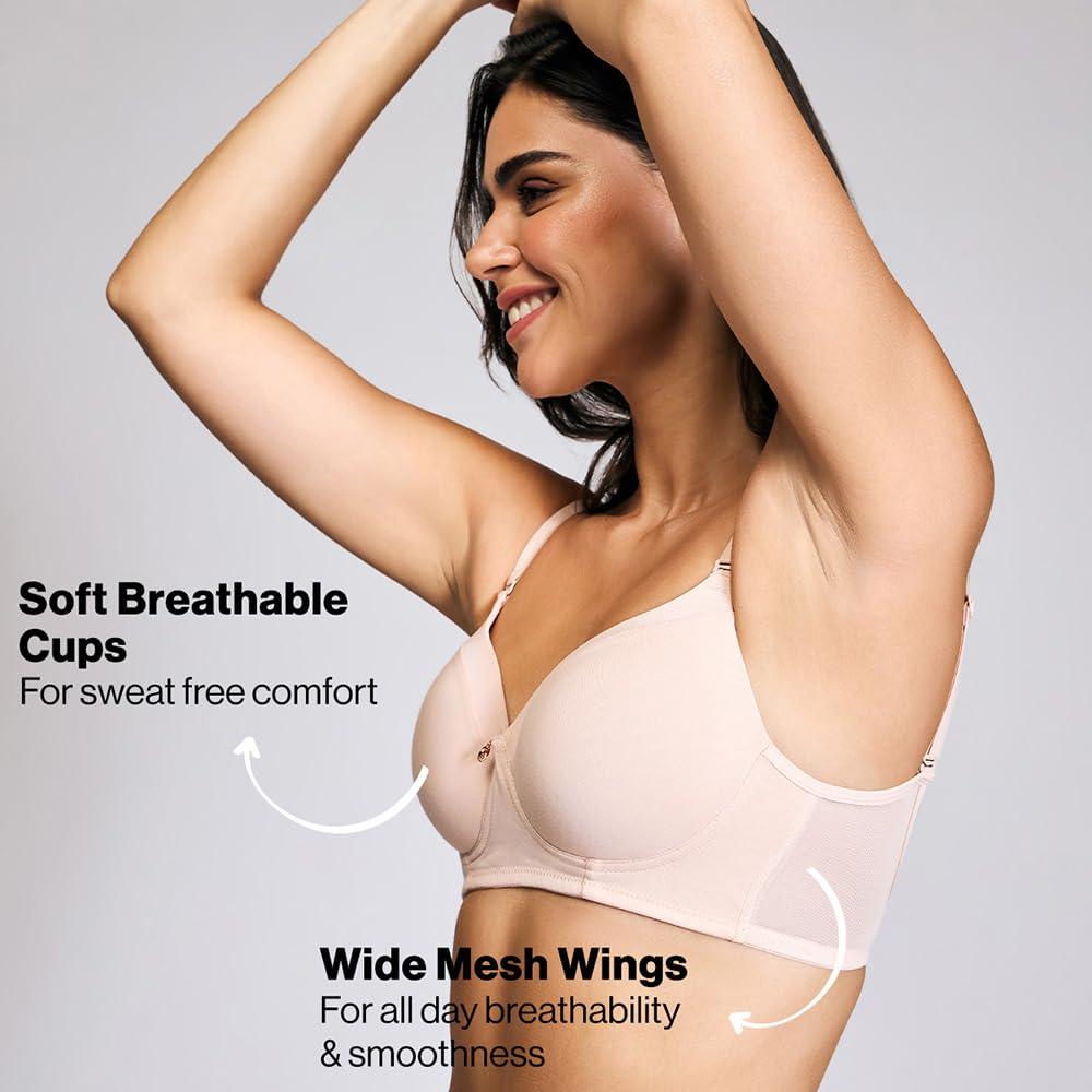 Nykd By Nykaa Iconic Low Back Party Bra For Women, Medium Coverage, Wired, Lightweight With Adjustable Straps - Nyb252, Nude, 36