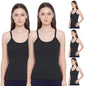Rupa Softline Modern Regular Fit Solid Women Super Combed Cotton Camisole, Under-Shirt, Stretchable and Body-Hugging, Black,Pack