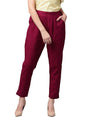 Digital Shopee Women Regular Fit Elastic Waist Full Length Cotton Formal Trouser For Casual Wear, Office Wear Maroon