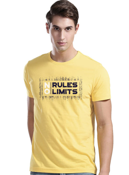 ADRO No Rules No Limits Mens Printed T-Shirt (RNR-M-LIM-LY_Light Yellow)