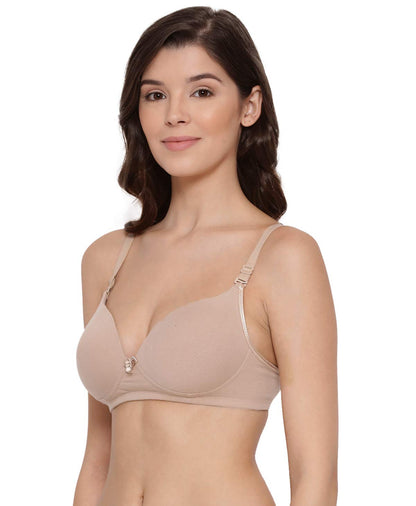 Lyra Womens Cotton Rich Soft Padded Non Wired Solid Full Coverage Bra