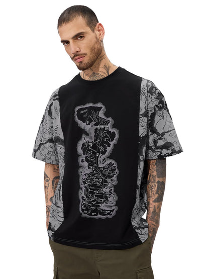 The Souled Store House of Dragon The Map Oversized T-Shirt for Men Boys Cotton Casual Half Sleeves Baggy Loose Fit Drop Shoulder