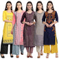 Pinkmint WomenS Printed Kurti For WomenS Round Neck Straight Kurti For Women (Pack Of 5)