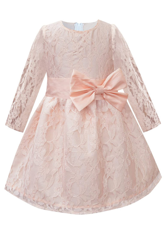 A.T.U.N. Girls Double Bow Dress Peach