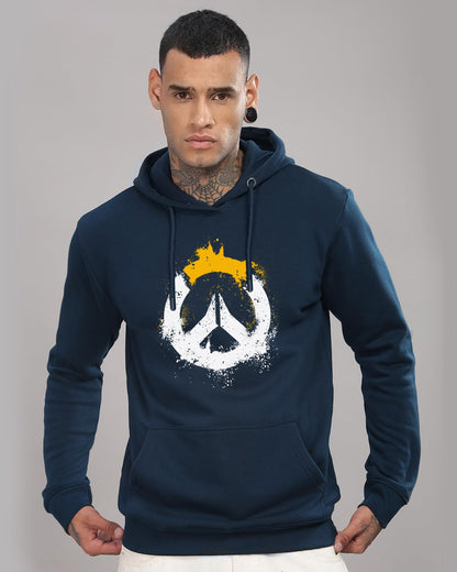 ADRO Men's Cotton Neck Hooded Sweatshirt (H-M-PC-SB_Teal)