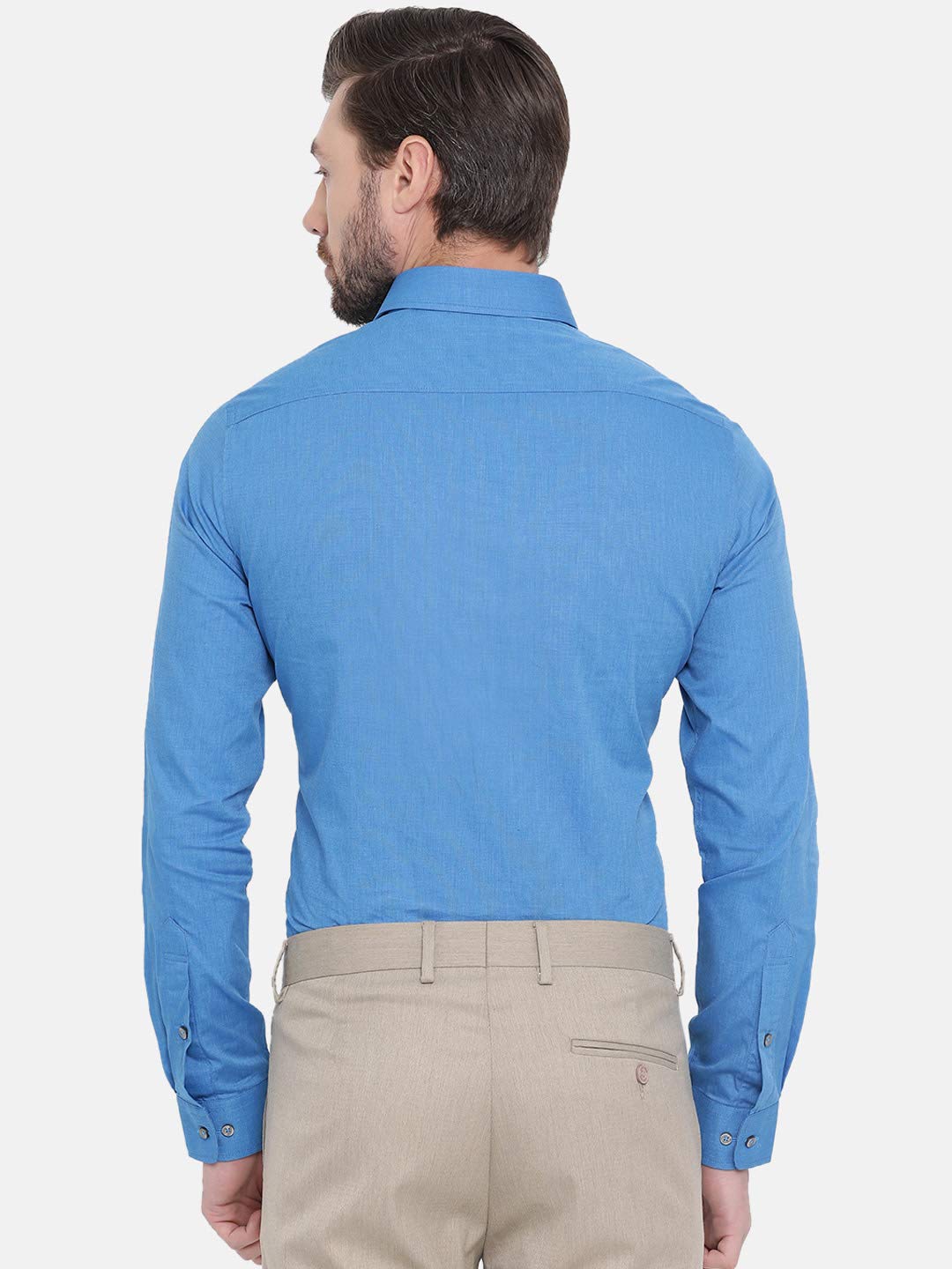 Turtle Men Blue Cotton Solid Slim Fit Formal Shirts