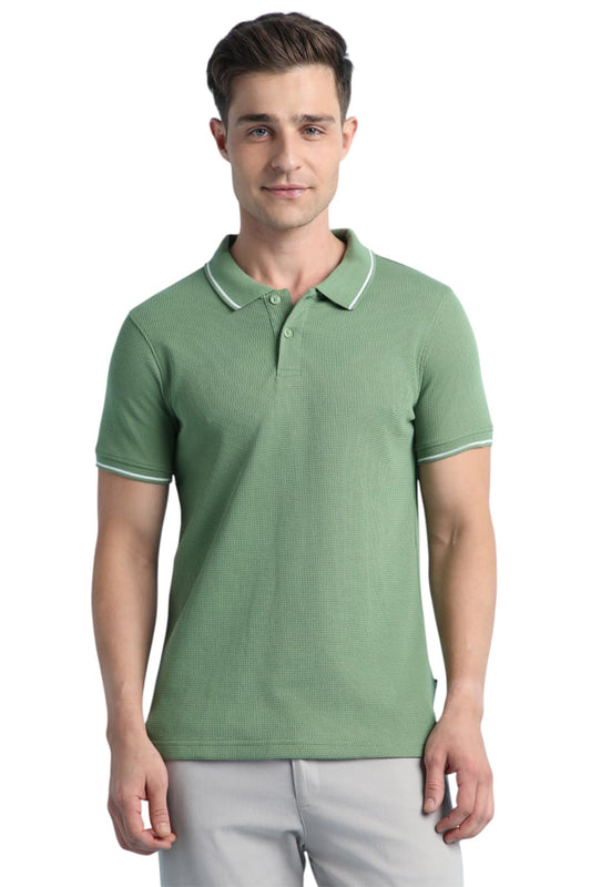 Dennis Lingo Men Regular Fit Polo Collar Cotton Poly Half Sleeve T-Shirt Olive