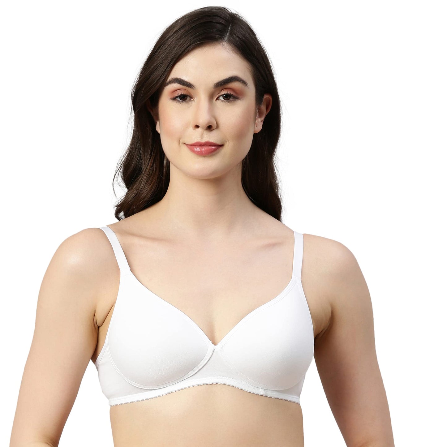 Enamor A039 Perfect Coverage Supima Cotton T-Shirt Bra- Padded Wirefree & Medium Coverage WHITE