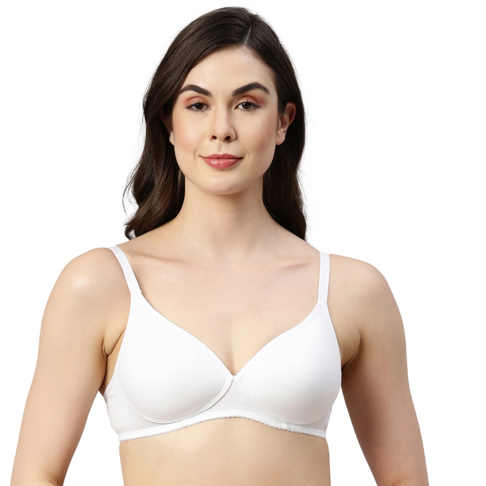 Enamor A039 Perfect Coverage Supima Cotton T-Shirt Bra- Padded Wirefree & Medium Coverage WHITE
