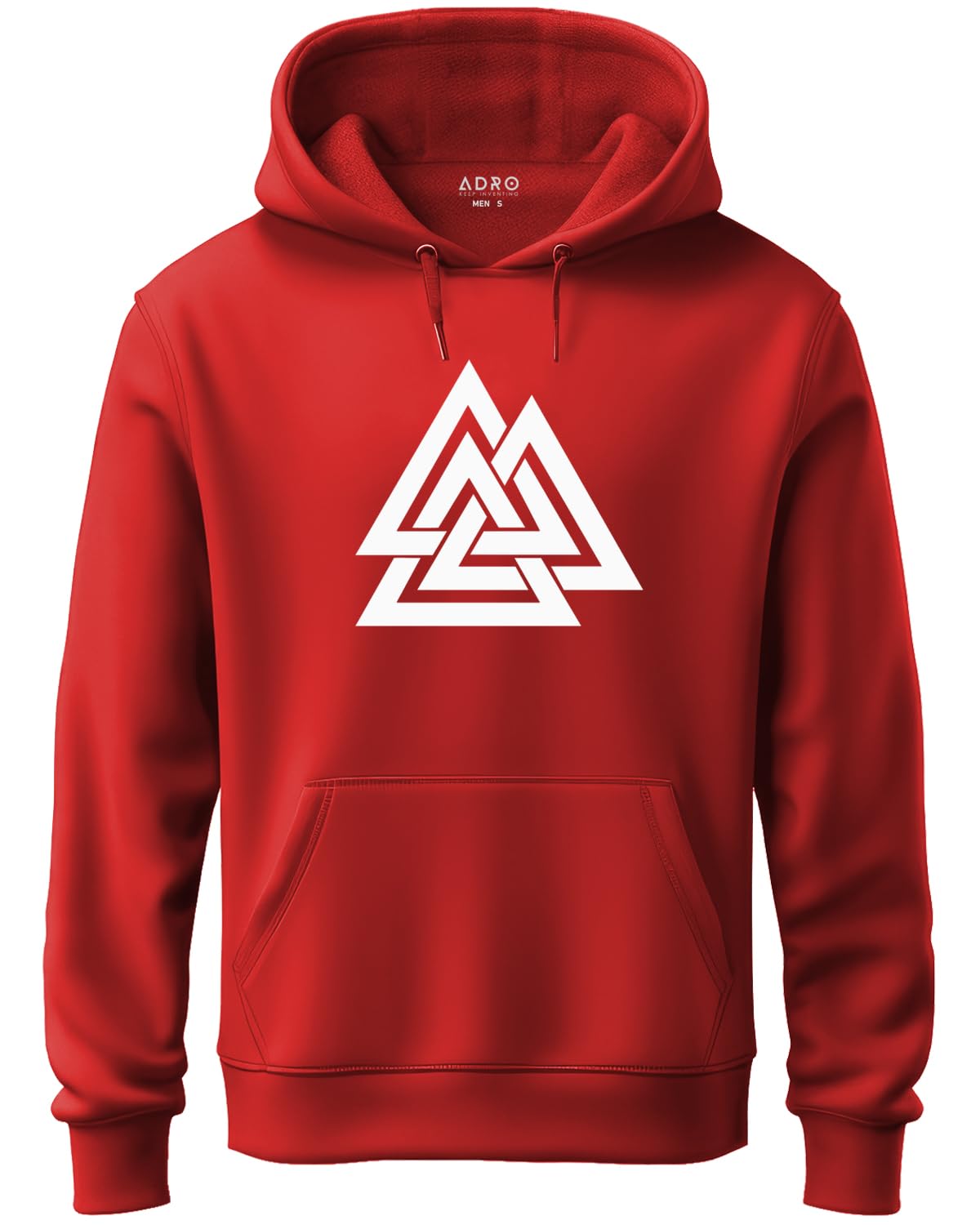ADRO Men's Cotton Neck Hooded Sweatshirt (H21-M-TKT-RD_Red)