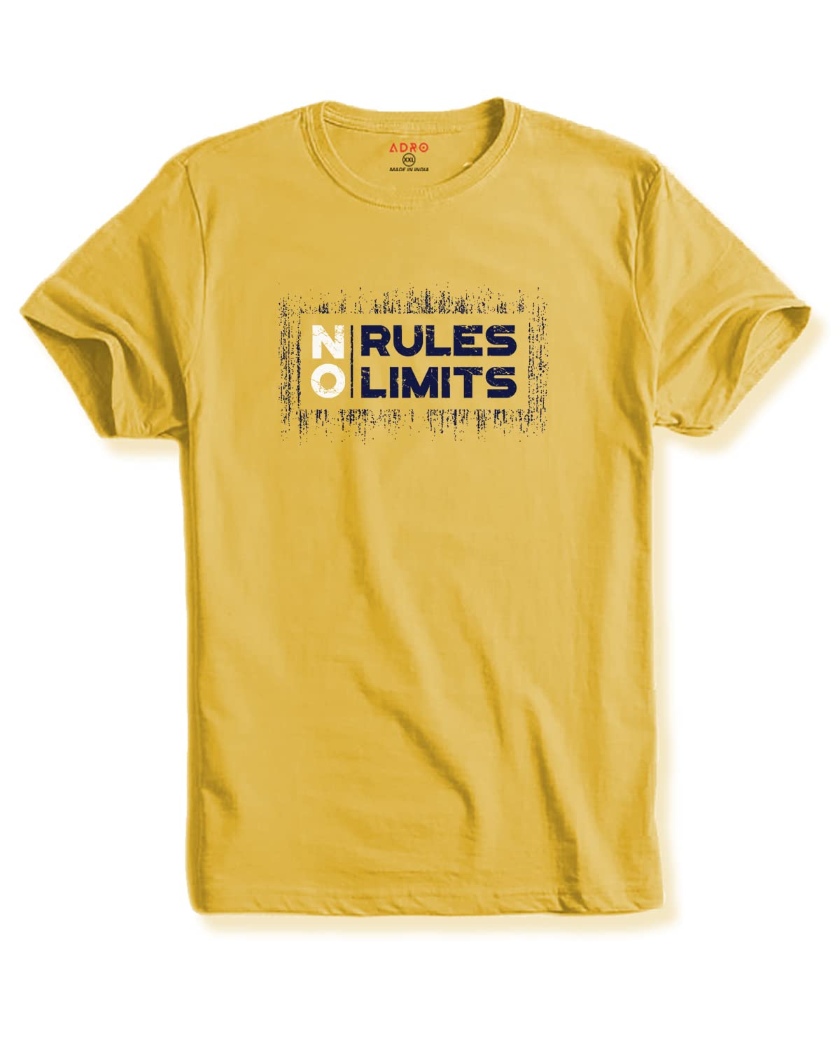 ADRO No Rules No Limits Mens Printed T-Shirt (RNR-M-LIM-LY_Light Yellow)