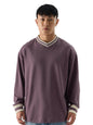 The Souled Store Solids: Mauve Men and Boys 100% Cotton V-Neck Oversized Fit Full Sleeve T-Shirts Oversized Mens T-Shirts Solid